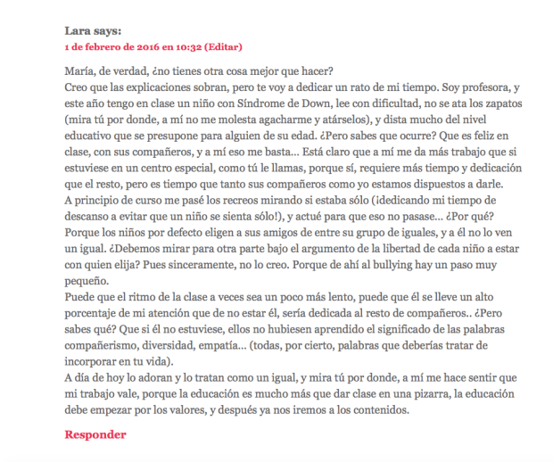 Comentario Lara (las locas de aqui y ahora)