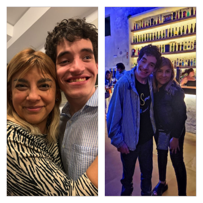 Composición con dos fotografías donde aparece el autor del texto junto a Silvana Corso.