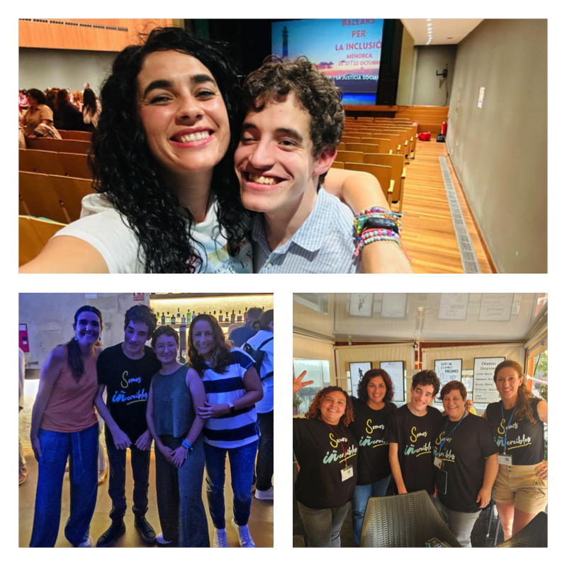 Composición formada por tres fotografías donde el autor posa con diferentes personas asistentes a las jornadas